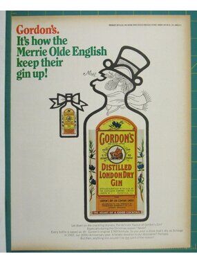 Print Ad Gordons Gin London Dry Liquor 1969 Vintage Merrie Olde English Cocktail